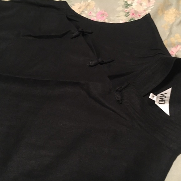 Classic Linen Dress w. Asian inspired knot closure detail in front - simply chic - Picture 5 of 5